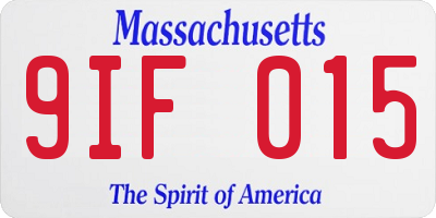 MA license plate 9IF015