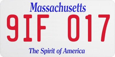 MA license plate 9IF017