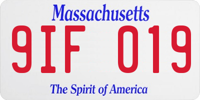 MA license plate 9IF019