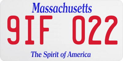 MA license plate 9IF022