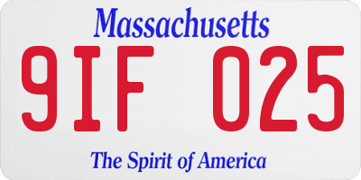 MA license plate 9IF025