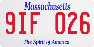 MA license plate 9IF026