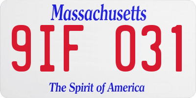 MA license plate 9IF031