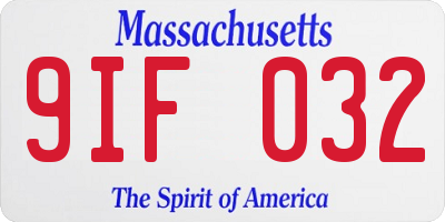 MA license plate 9IF032