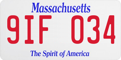 MA license plate 9IF034