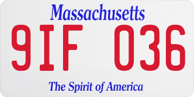 MA license plate 9IF036