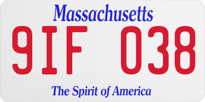 MA license plate 9IF038