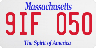 MA license plate 9IF050