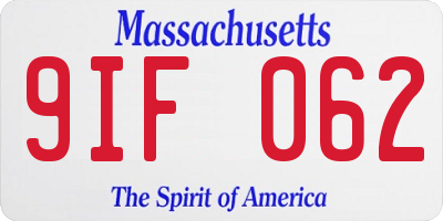 MA license plate 9IF062