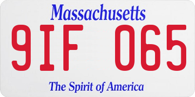 MA license plate 9IF065