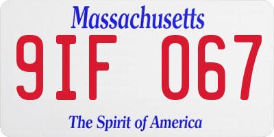MA license plate 9IF067