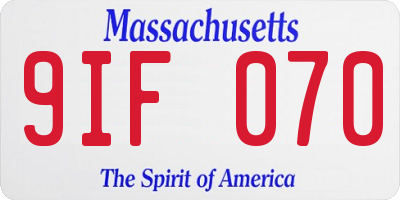 MA license plate 9IF070