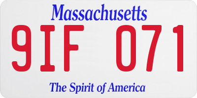 MA license plate 9IF071