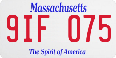 MA license plate 9IF075