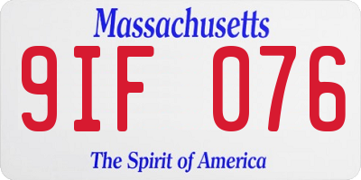 MA license plate 9IF076