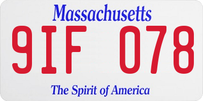 MA license plate 9IF078