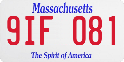 MA license plate 9IF081