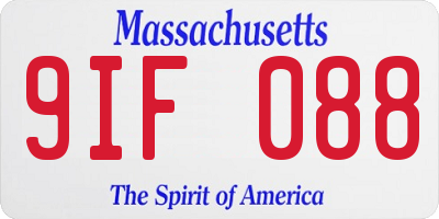 MA license plate 9IF088