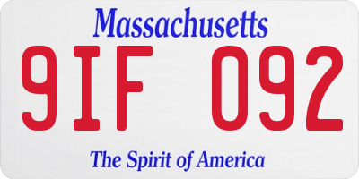 MA license plate 9IF092
