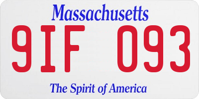 MA license plate 9IF093