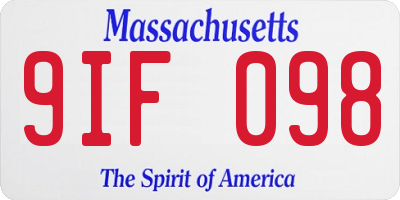 MA license plate 9IF098