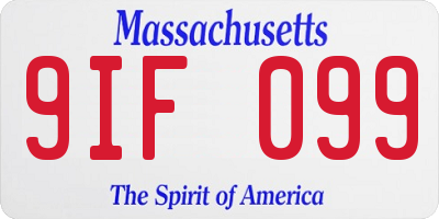 MA license plate 9IF099