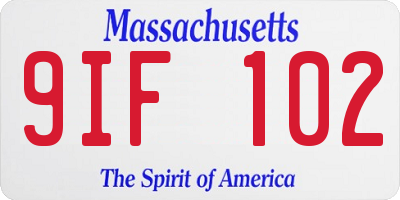 MA license plate 9IF102