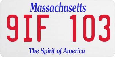 MA license plate 9IF103