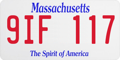MA license plate 9IF117