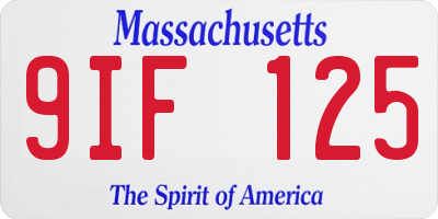 MA license plate 9IF125
