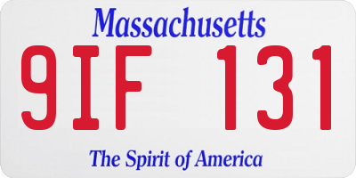 MA license plate 9IF131