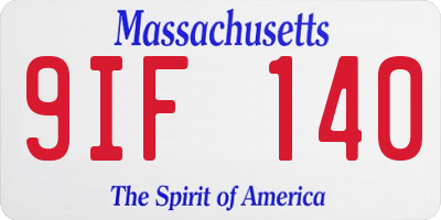 MA license plate 9IF140