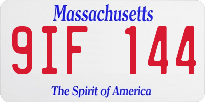 MA license plate 9IF144