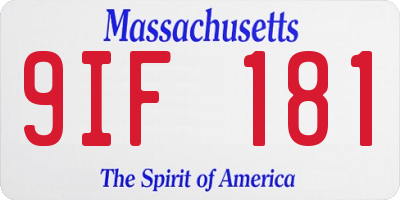 MA license plate 9IF181