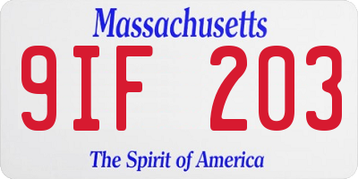 MA license plate 9IF203