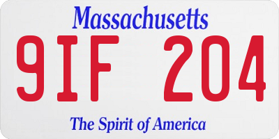 MA license plate 9IF204