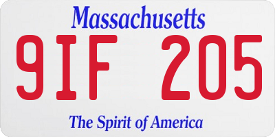 MA license plate 9IF205