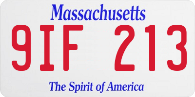 MA license plate 9IF213