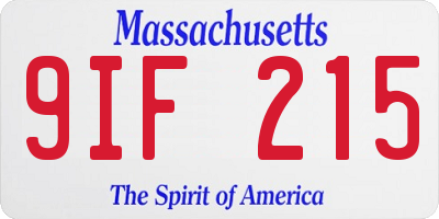 MA license plate 9IF215