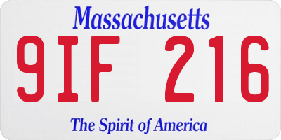 MA license plate 9IF216