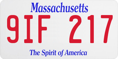 MA license plate 9IF217