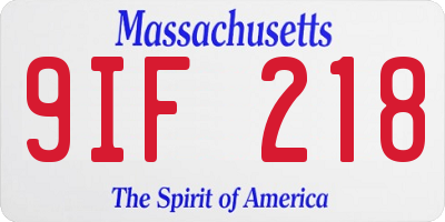 MA license plate 9IF218