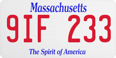 MA license plate 9IF233