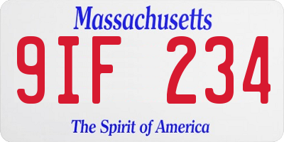 MA license plate 9IF234