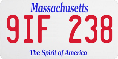MA license plate 9IF238