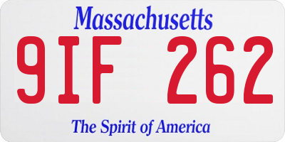 MA license plate 9IF262