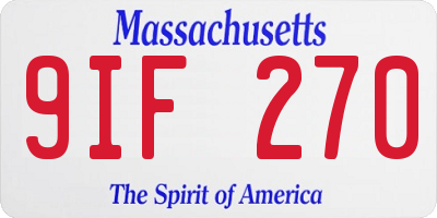 MA license plate 9IF270