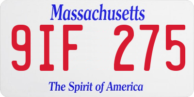 MA license plate 9IF275