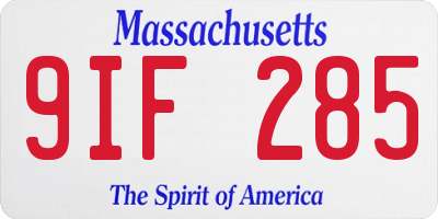 MA license plate 9IF285