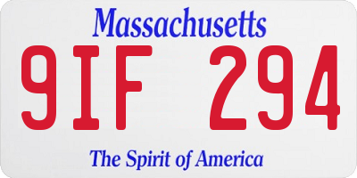 MA license plate 9IF294
